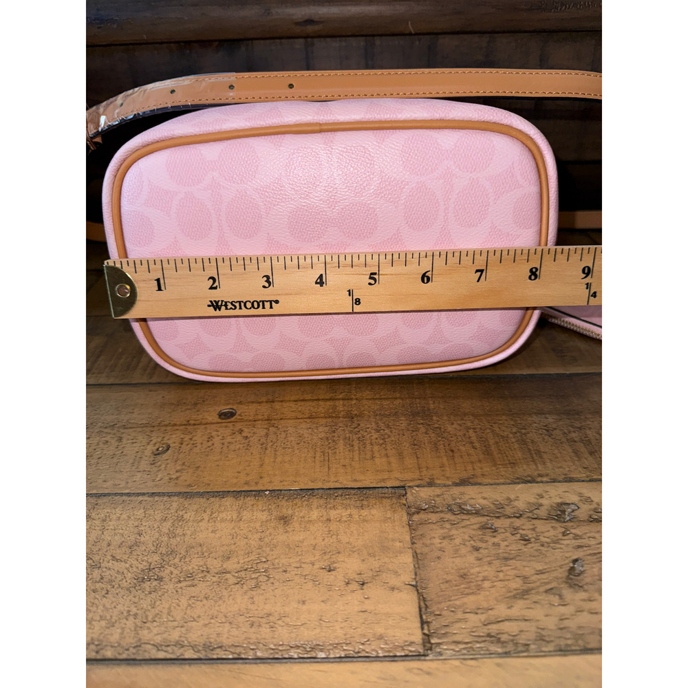 NWT Coach Bucket Bag Women's Medium Pink Signature Canvas Leather Crossbody - Picture 12 of 14